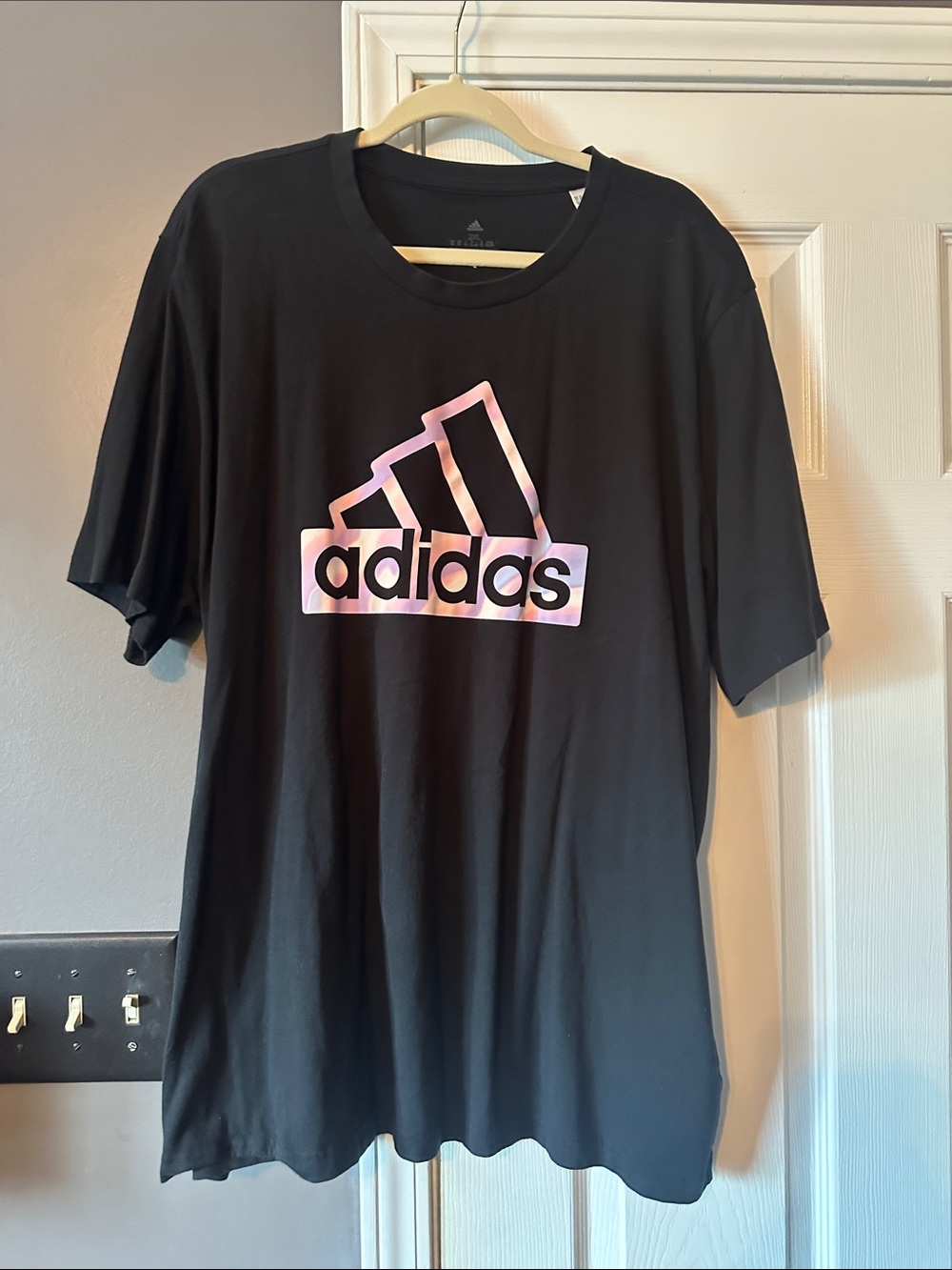 Adidas Black Tee with Iridescent Logo Sz 2xl
